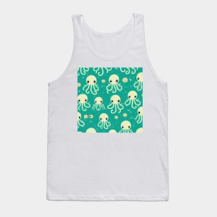 Green Octopuses in a Green Sea - Super Cute Colorful Octopus Pattern Tank Top